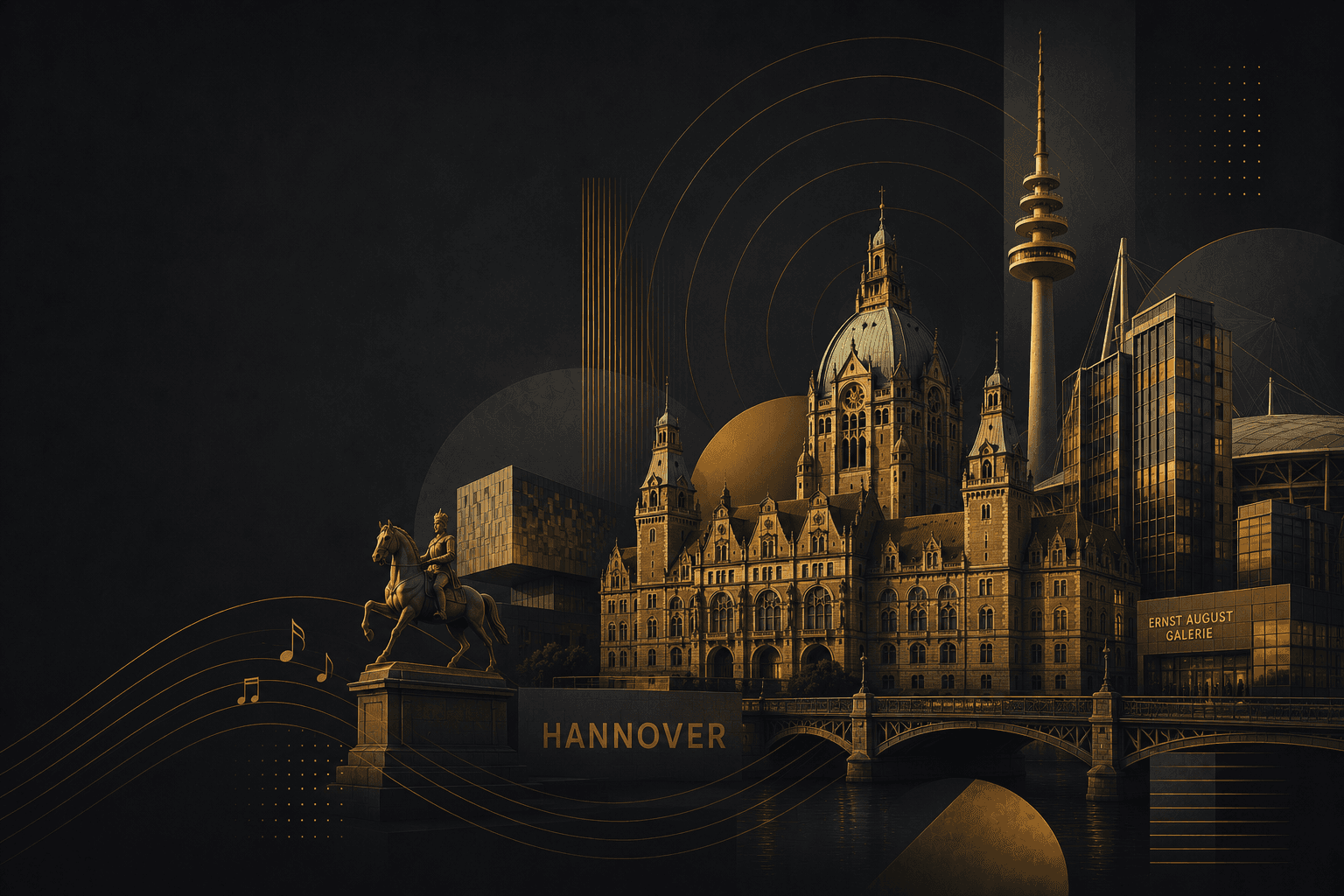 Abstraktes Bild der Hannoveraner Sehenswürdigkeiten