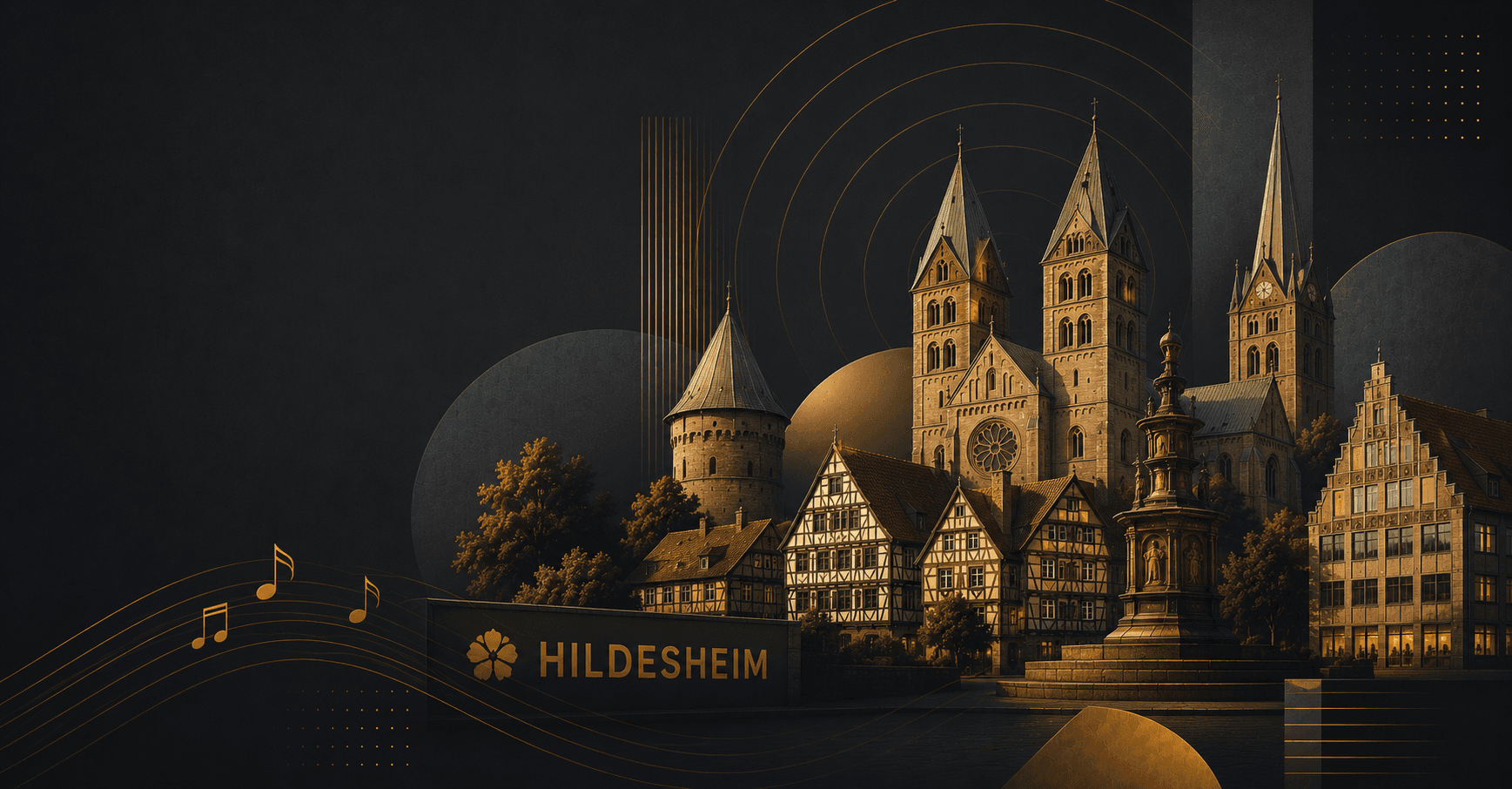 Abstraktes Bild der Hildesheimer Sehenswürdigkeiten